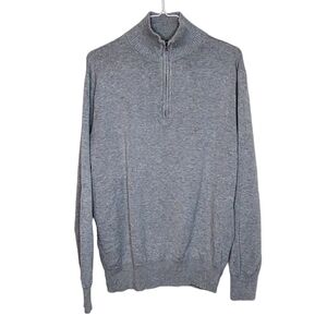 J Crew Men's Half-zip Cotton Sweater, Gray Pullover Business Casual Sweater Sz M